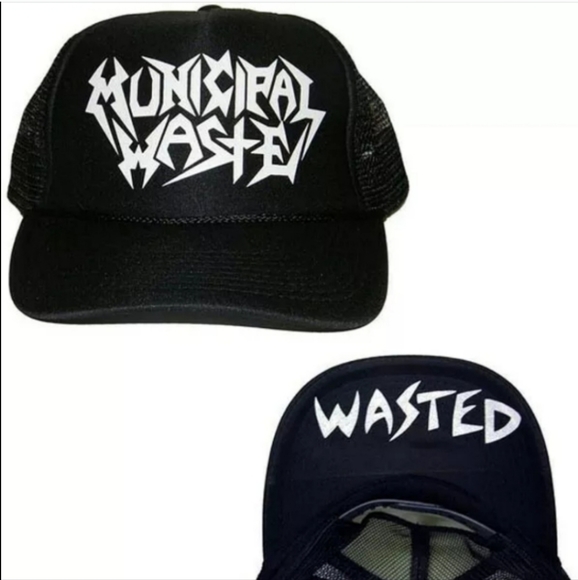 Municipal Waste Flip Bill Black Mesh Trucker Hat - Picture 2 of 3